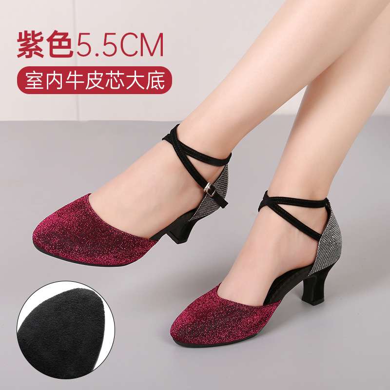Picture of New dance shoes Latin dance shoes women square dance shoes adult social dance shoes soft bottom dance shoes a generation of hair