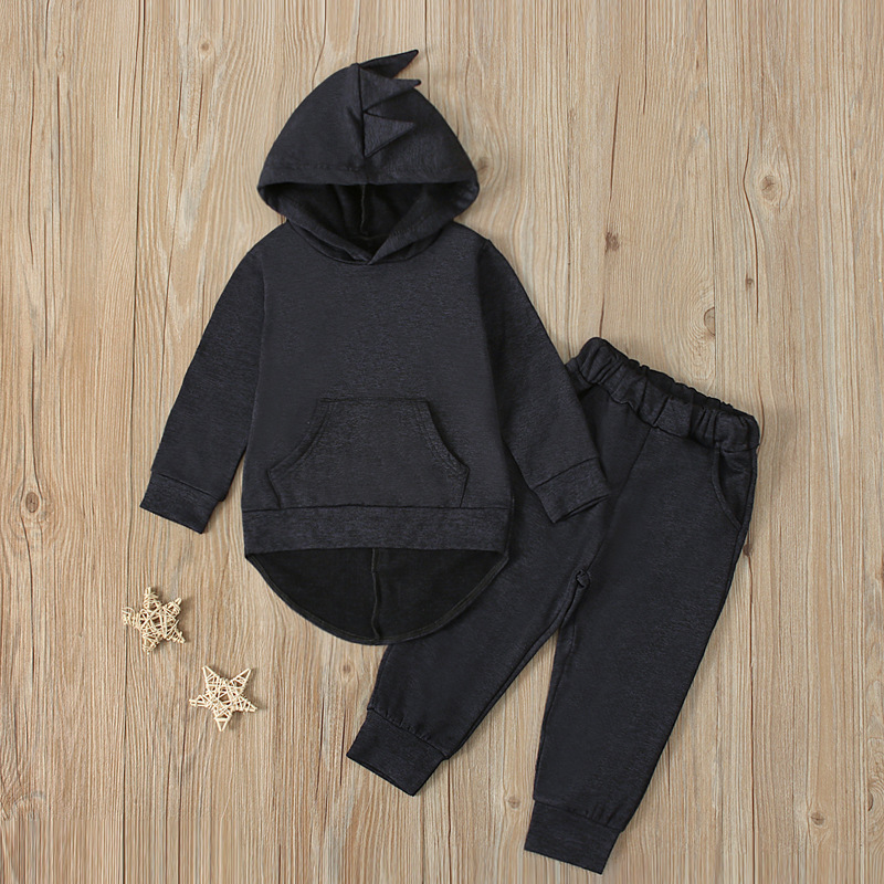 Picture of Children's European and American Spring and Autumn Boys Long Sleeve Horned Hooded Sweat Top + Trousers Two-Piece Children's Clothing ins