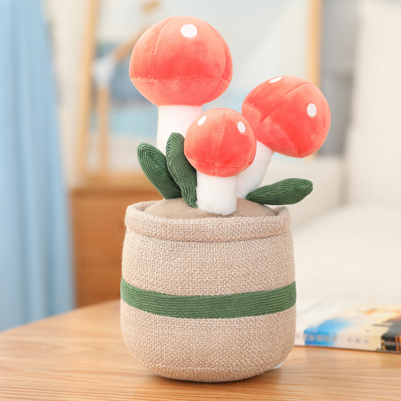 Picture of Mushroom Fleshy Tulip Green Plant Potted Plant Ornaments Cloth Doll Amazon Plush Toy Doll Cross Border Doll