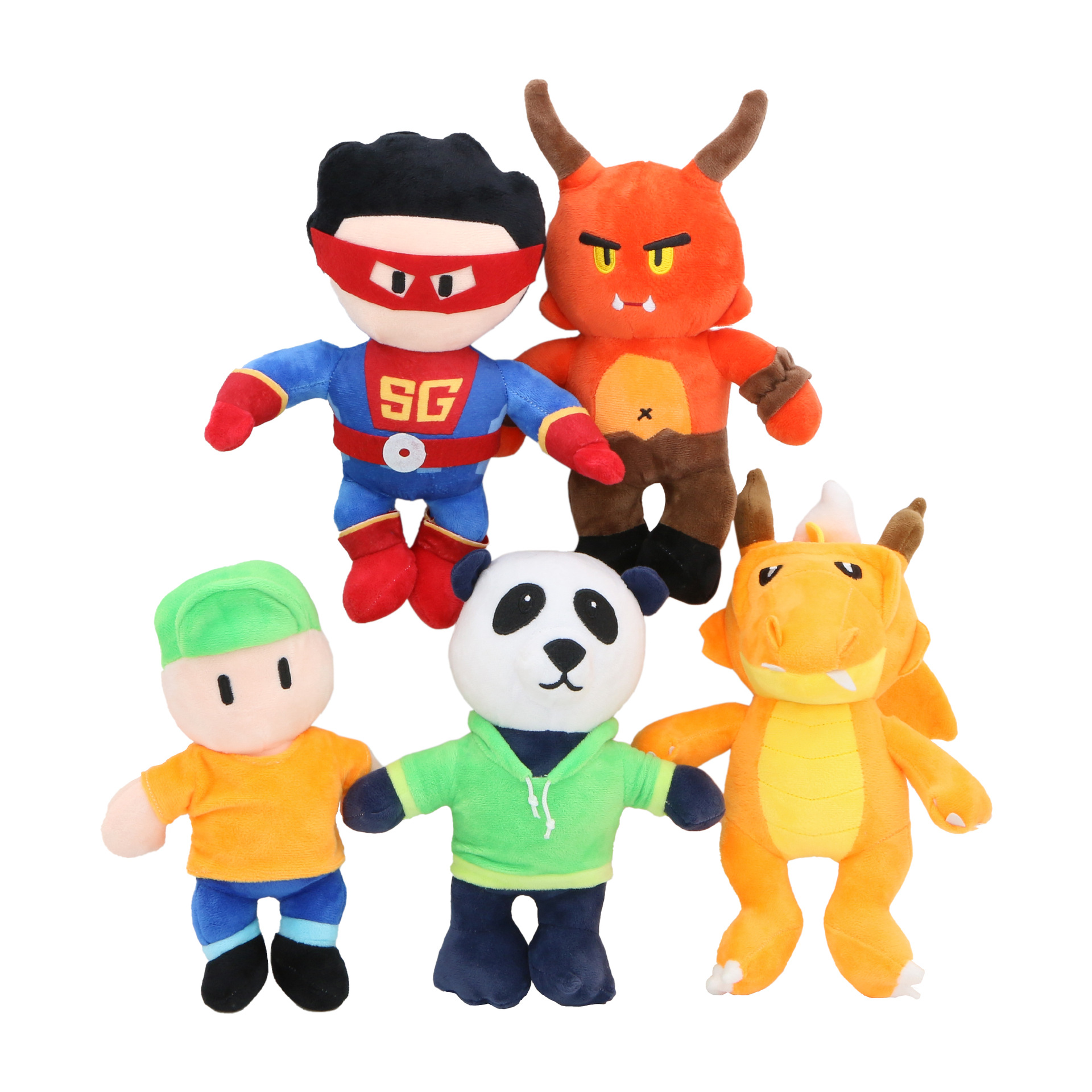 Picture of Cross Border New Product Stumbling Guy Plush Toy Cute Cartoon Doll Green Hat Panda Hippo Dragon
