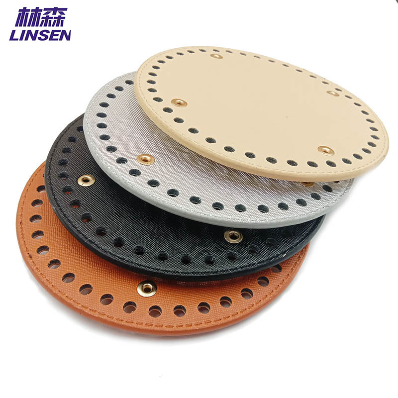 Picture of Bag accessories handmade elegant bag material 14cm round bottom plate diy woven bag quality hardened pu bag pad bottom