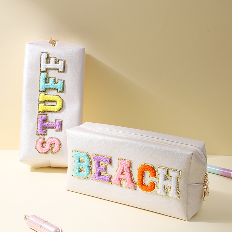 Cross-Border Letter Octagonal Cosmetic Bag Large Capacity High-End Cosmetic Cosmetics Bag Portable Clutch Bag Pu Toiletry Bag