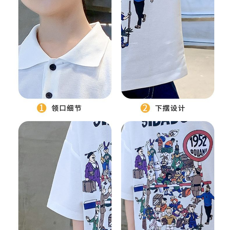 Picture of Boys' short-sleeved polo collar 2023 new summer children's cotton shirt handsome medium and big children's polo shirt