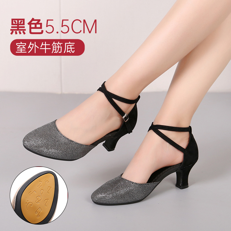 Picture of New dance shoes Latin dance shoes women square dance shoes adult social dance shoes soft bottom dance shoes a generation of hair