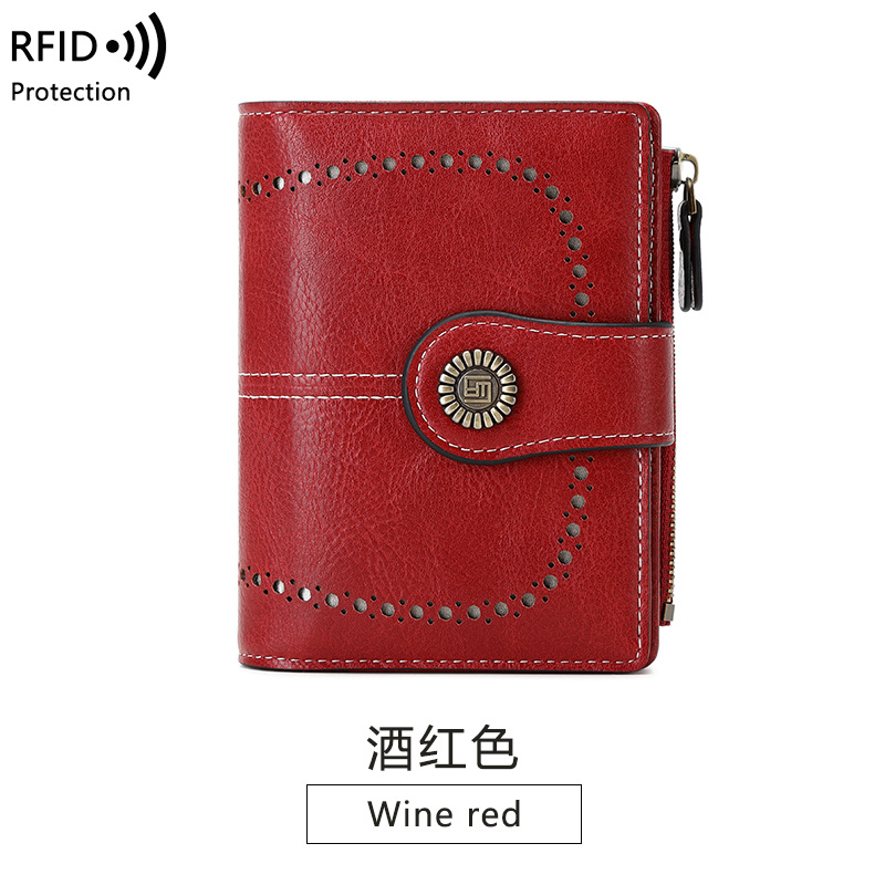 Picture of Wallet Women's Fashion Cross-Border Rfid Anti-Magnetic Wallet Short Zipper Buckle Wallet European and American New Large Capacity Women