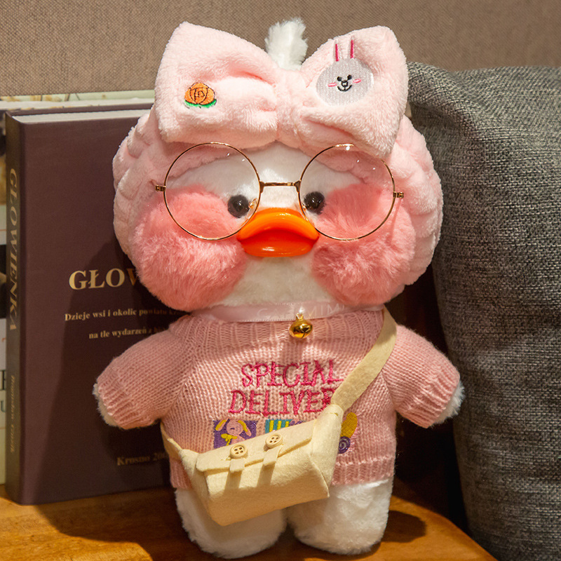 Picture of White ins Cyber Celebrity Hyaluronic Acid Duck Little Yellow Duck Plush Toy Hand Warming Pillow Doll Birthday Gift