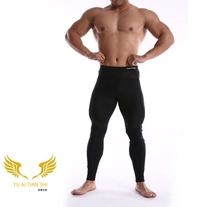 Picture of In stock men's nylon mid-waist sports fitness single pants fashion casual pants one-piece delivery tight pants men