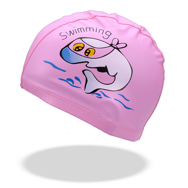 Picture of Manufacturers wholesale children's cartoon swimming cap waterproof ear protection Pu coated cap boys and girls large swimming cap