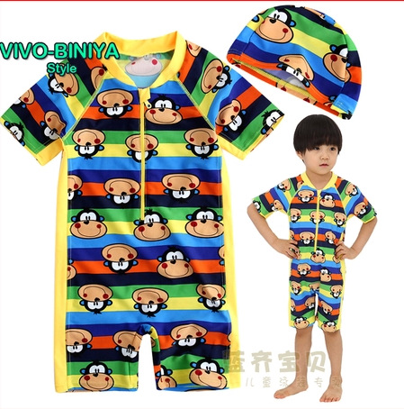 Picture of Boys and Girls sun protection swimsuit baby swimsuit monkey pattern export children's one-piece swimsuit wholesale