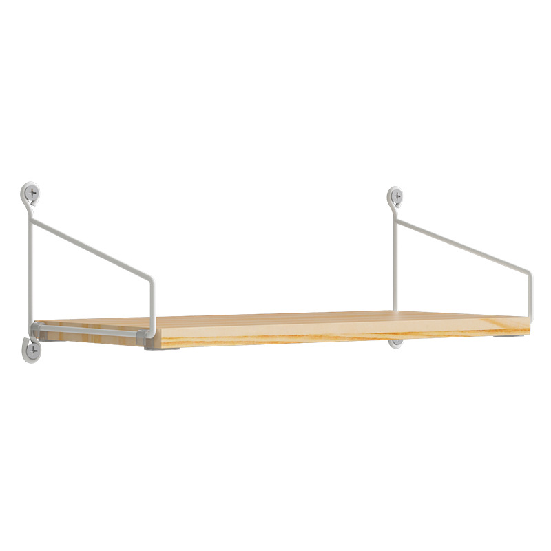 Picture of No-Drill Solid Wood Wall-Mounted Shelf, Straight Partition, Wall-Mounted Bookshelf, Bedroom Decorative Wall Storage