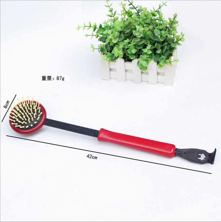 Picture of Red massage hammer with packaging health care for the elderly fitness hammer massage stick back beating no need for people to scratch