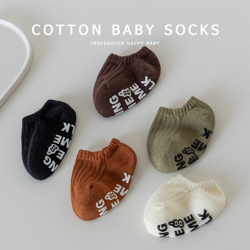Newborn baby boys and girls baby 0-1-3 years old combed cotton spring and autumn baby non-slip toddler floor boat socks