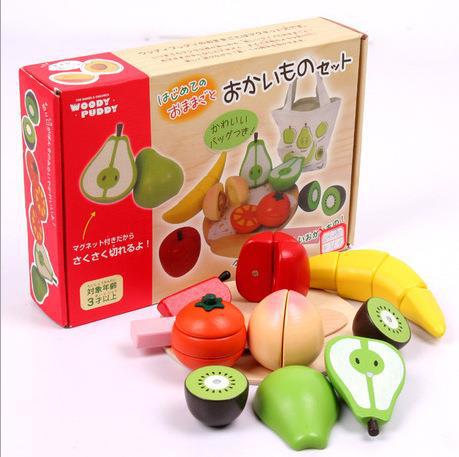 Picture of Children's Play House toy wooden magnetic vegetable fruit cutting kitchen mini toy model