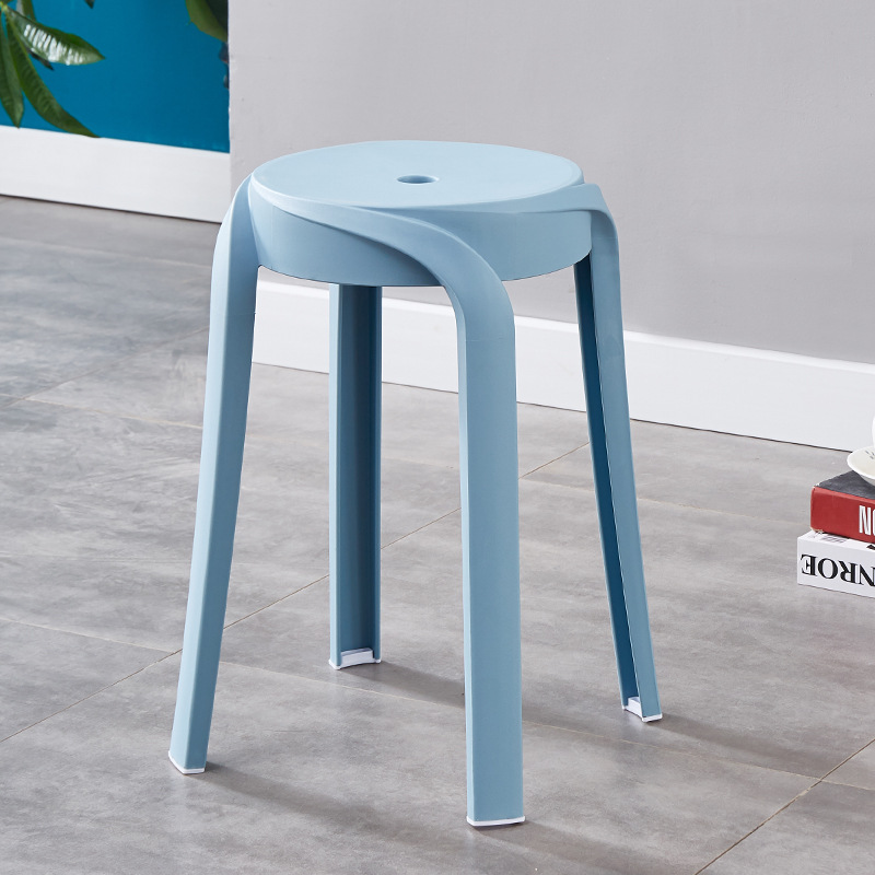 Picture of Modern Dining Table Plastic Round Stool Household Solid Bathroom Stool Living Room Casual High Stool Adult Negotiation Windmill Stool