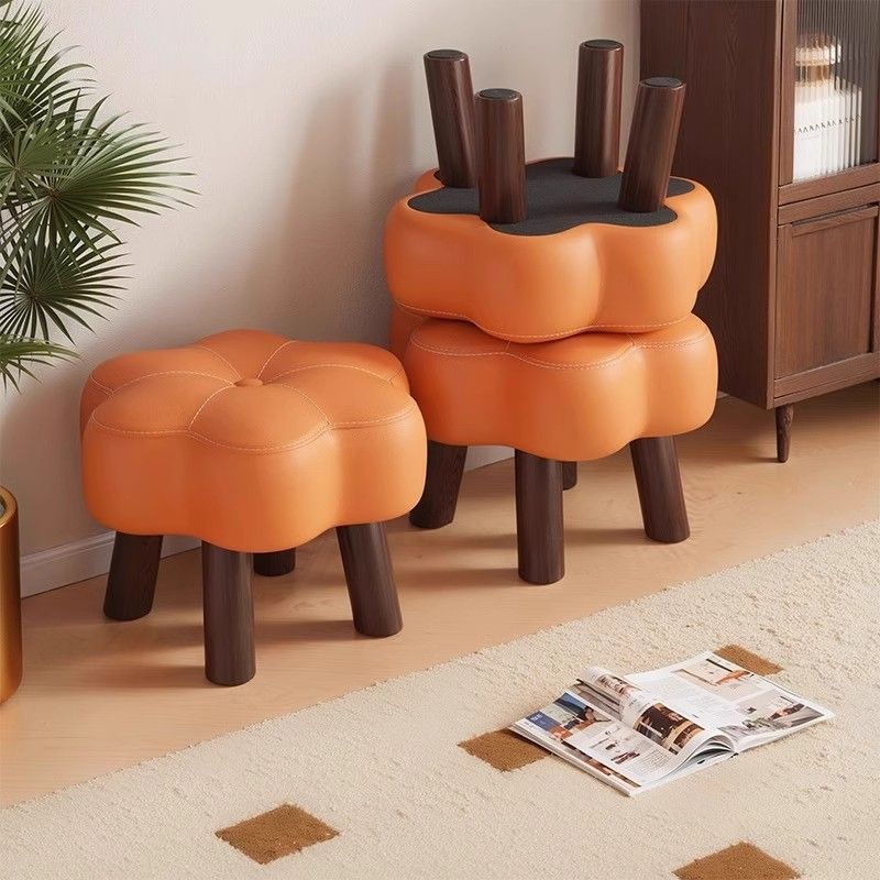Low stool, solid wood flower stool, simple doorway shoe change stool, sofa, coffee table, upholstered bench, home children's stool factory