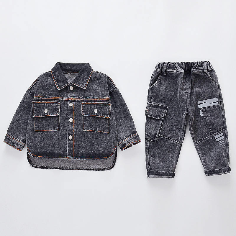 Children's clothing boys Korean version of the new Korean version of children's spring and autumn casual denim coat two-piece tide a generation of hair