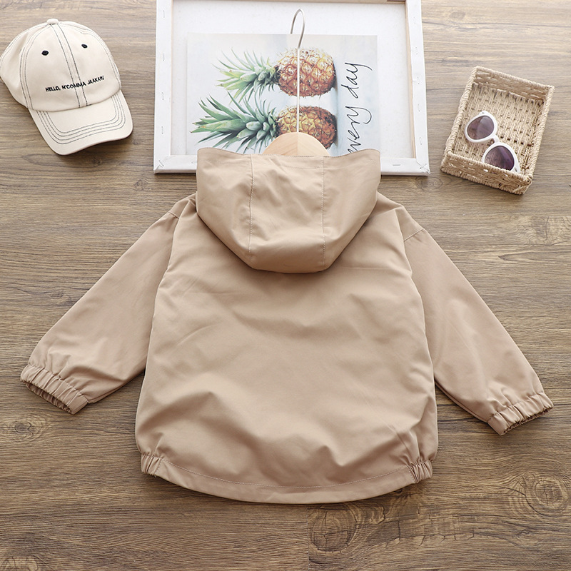 Picture of 2022 Spring and Autumn New Baby Solid Color Jacket Charge Clothes Boys Hooded Windbreaker Children Stylish Jacket Zipper Shirt