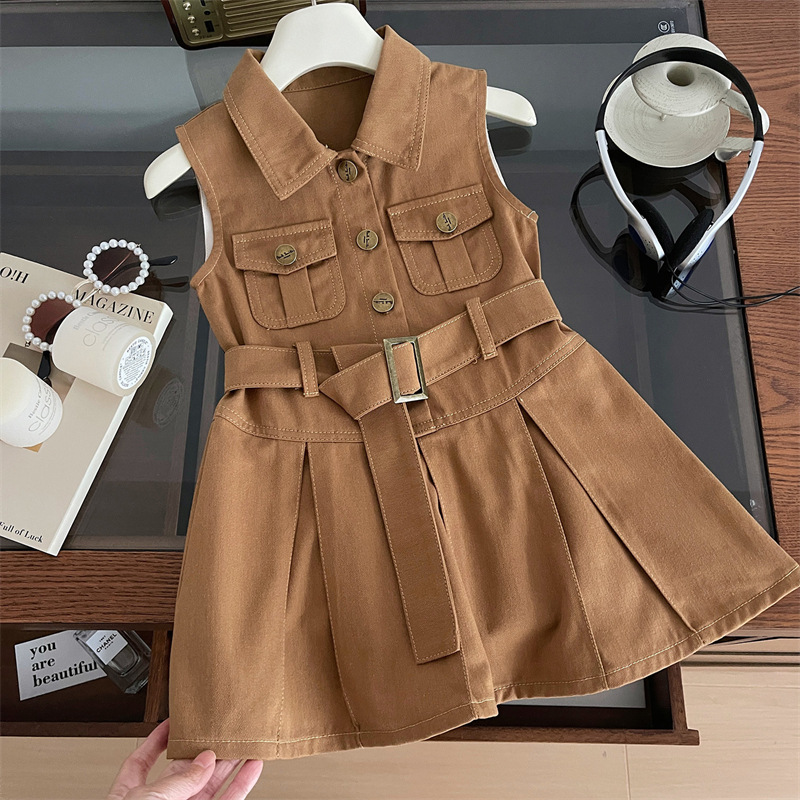 Picture of Girls Dress Summer 2025 New Children's Korean Style Sleeveless Vest Princess Dress Fashionable Summer Denim Dress Trendy
