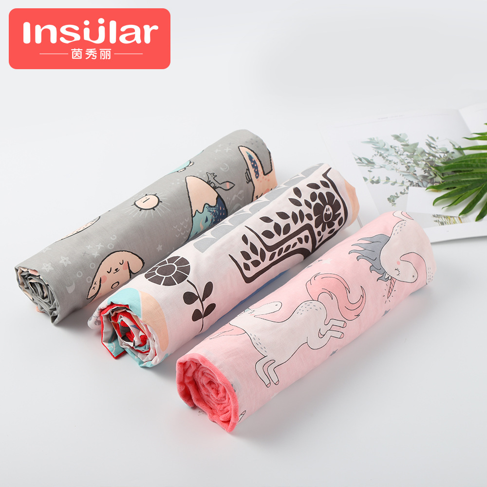 Picture of Baby Blanket Cotton Cartoon Baby Double Blanket Four Seasons Children 3D Soothing Bean Blanket Cart Blanket