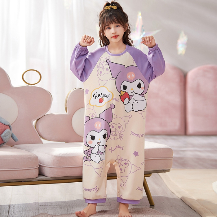 Children's one-piece pajamas girls' cartoon homewear suit loose comfortable pajamas girls' cotton pajamas suit