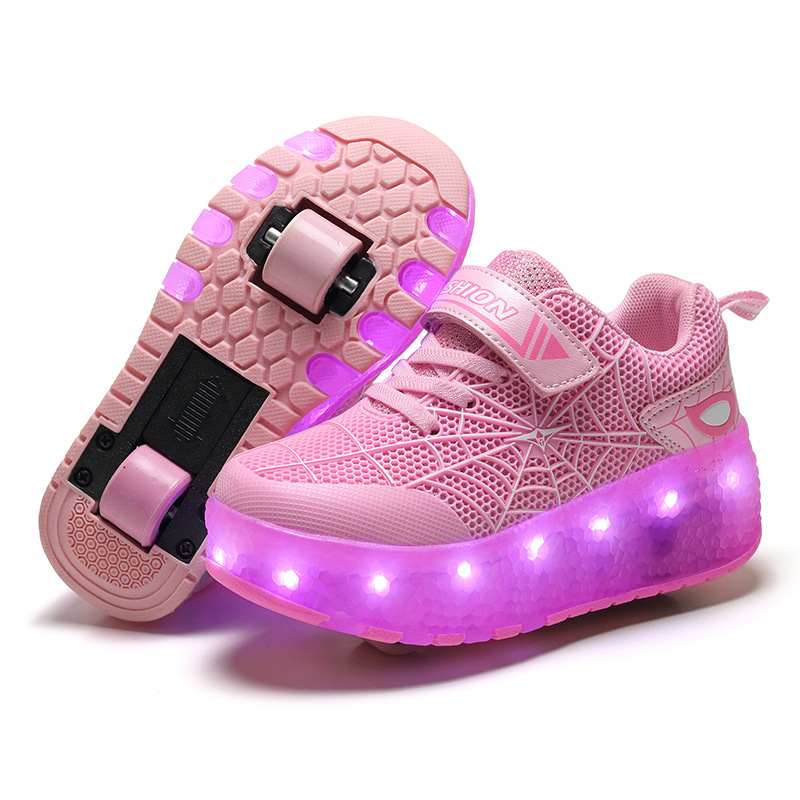 Picture of New USB rechargeable LED flashing lights heelloo shoes double wheels for boys and girls children shoes wholesale factory direct supply