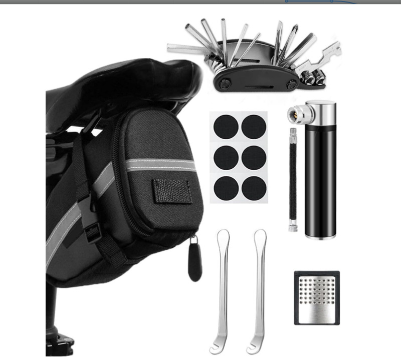 Picture of Bicycle back bag tail bag riding equipment saddle bag tool kit bicycle maintenance tool set 13196
