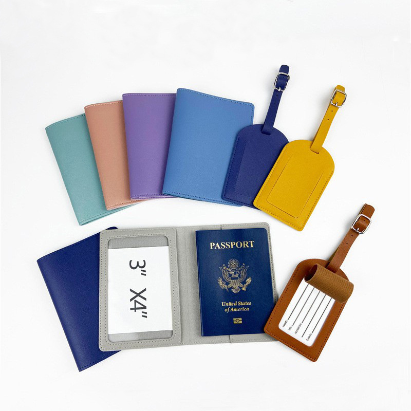 Spot Pu Leather Passport Bag Portable Travel Luggage Tag Passport Set Hardware Buckle Flip Boarding Luggage Tag Cover