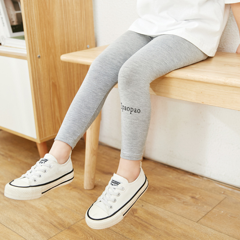 Picture of New Girls' Leggings for Outer Wear Spring & Fall New Korean Style Pure Color Three-Bar Modal Kidsren's Thin Leggings
