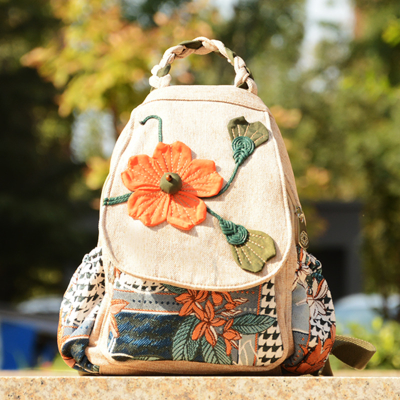 Picture of Ethnic style backpack casual backpack cloth bag one-piece delivery backpack wholesale special scenic spot bag cloth bag for women