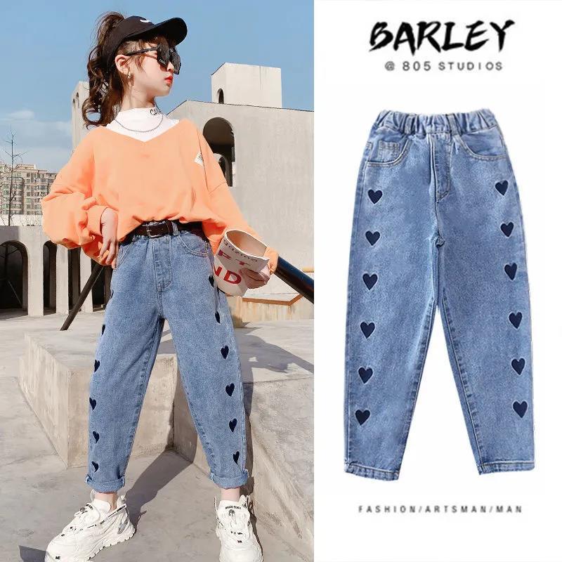 Girls' Pants Jeans Spring 2022 Korean New Fashion Loose Torre Pants Autumn Zhongda Children's Pants