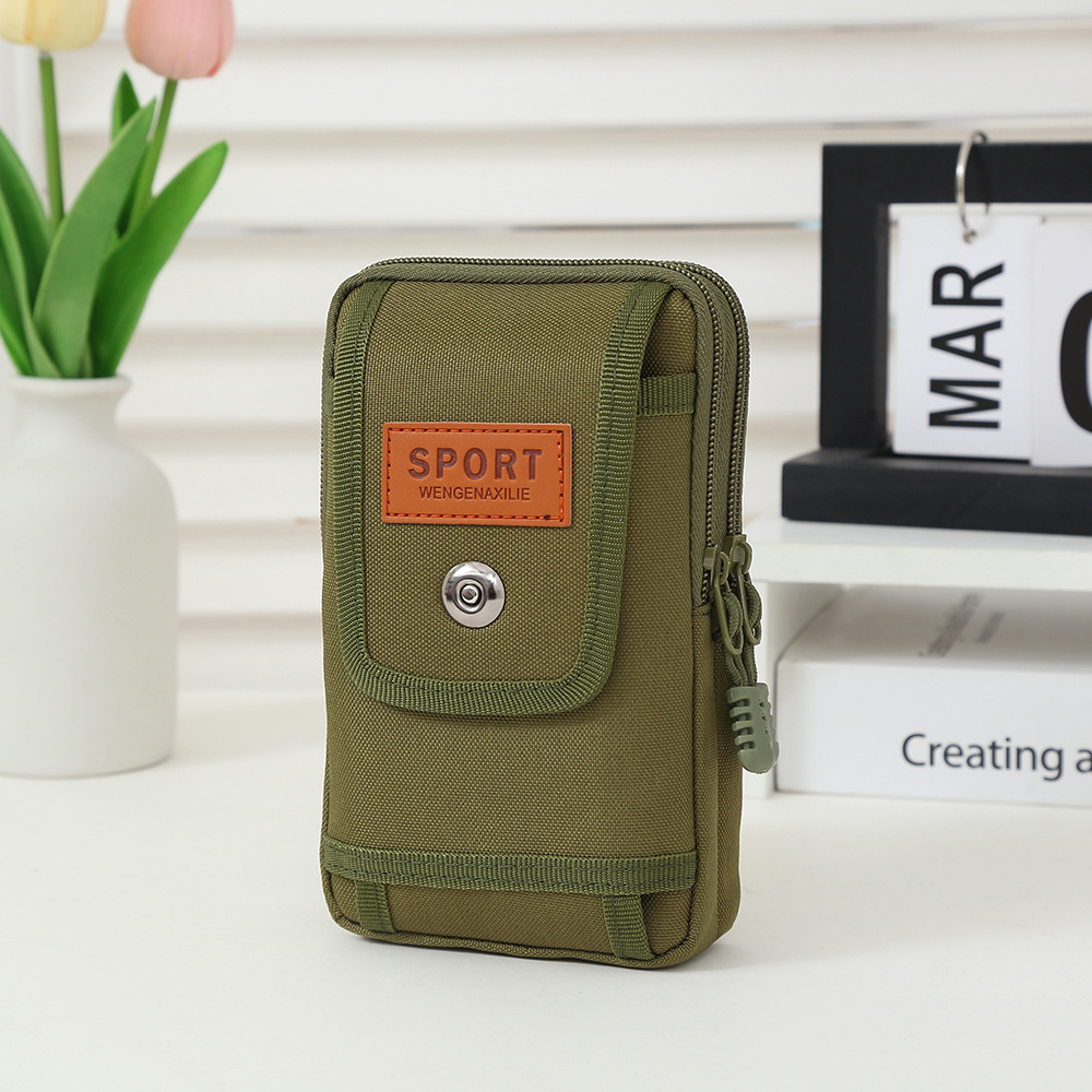 Picture of Creative Flip Canvas Waist Bag Men's Business Durable Multi-Layer Coin Purse Construction Site Work Portable Zipper Mobile Phone Bag