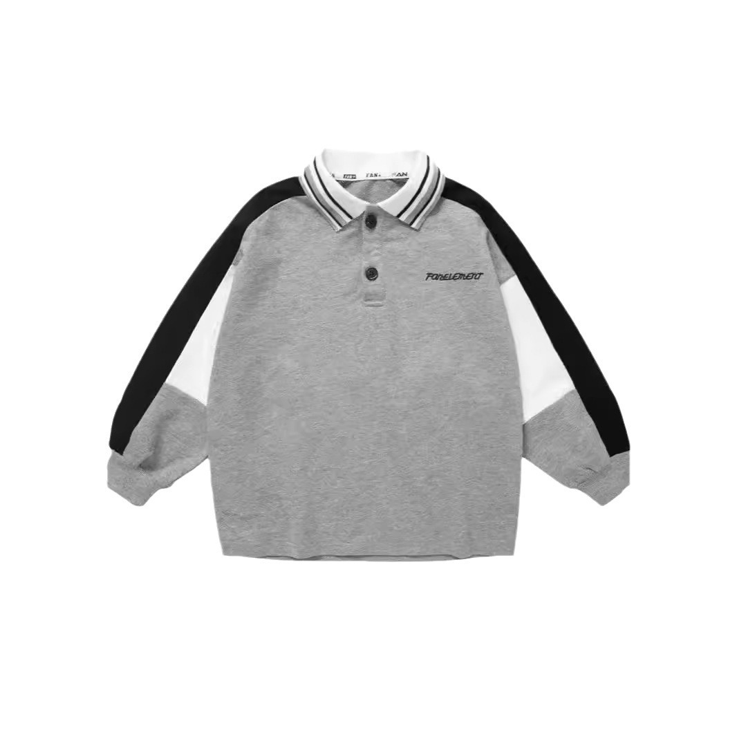 Picture of Children's Spring & Fall Polo Collar T-Shirts 2024 Spring New Boys' Long-Sleeved Tops, Medium and Large Kidsren's Bottoming Shirts Trendy