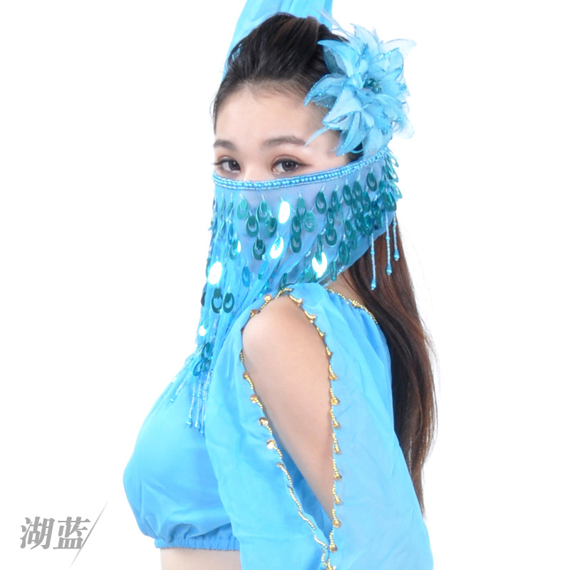 Picture of Belly Dance Veil Sequins Indian Dance Costume Accessories Belly Dance Performance Props Multicolor Female Phoenix Tail Veil