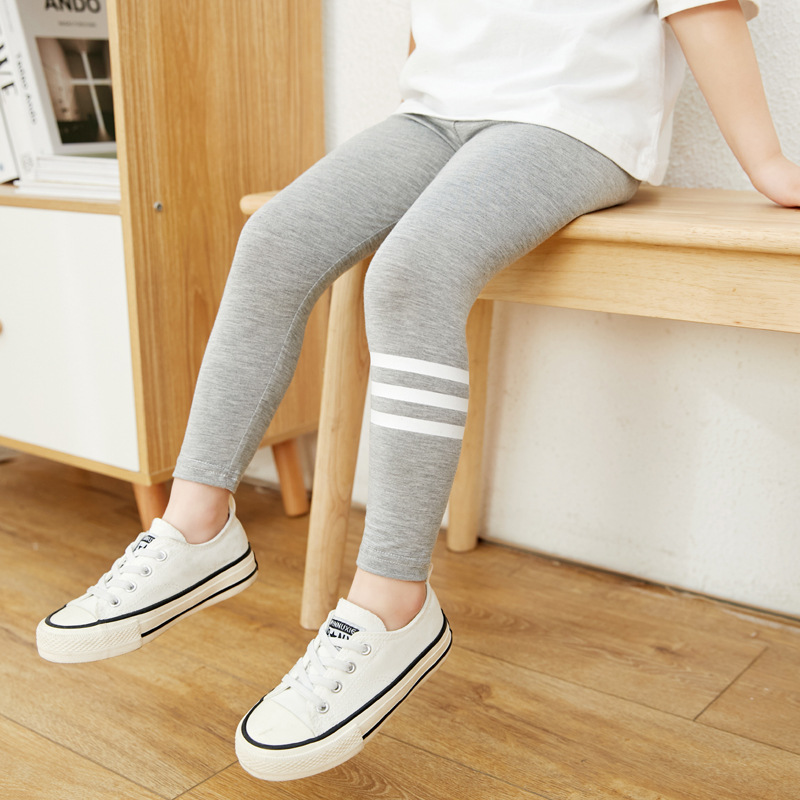 Picture of New Girls' Leggings for Outer Wear Spring & Fall New Korean Style Pure Color Three-Bar Modal Kidsren's Thin Leggings
