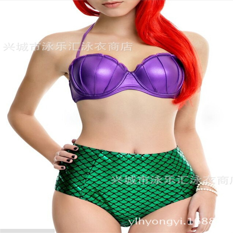 New European and American bikini Women Split Swimsuit High Waist Mermaid Scale Tail AliExpress bikini Swimsuit