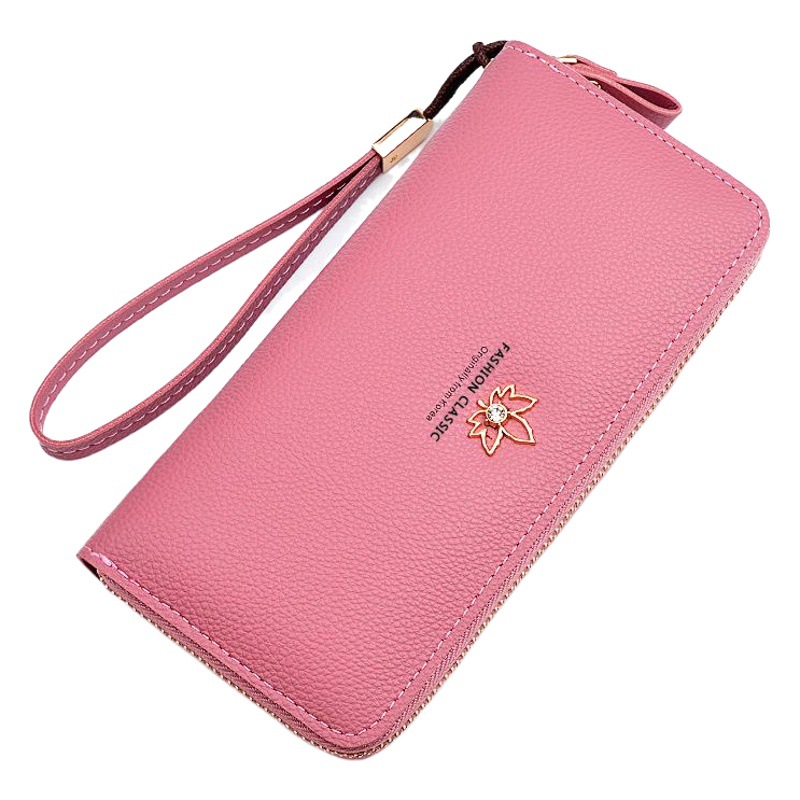 New Women's Wallet Women's Long Zipper Clutch Bag Women's Fashionable Simple Large Capacity Litchi Pattern Wallet Phone Bag