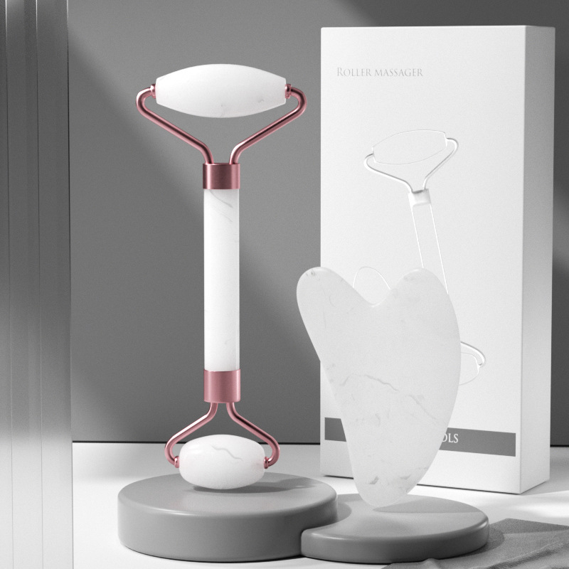 Picture of Cross-Border Rose Quartz Double-Headed Roller Facial Massager Non-Jade Facial Lifting Beauty Scraping Board Eye Pulling Stick