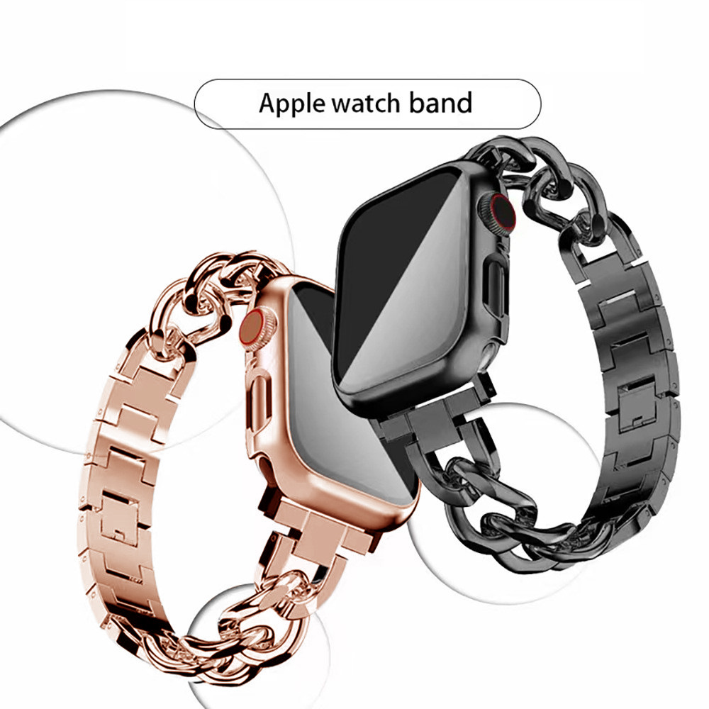Suitable for Apple Watch Small Fragrance Apple Watch S10 Single Row Denim Chain Metal Watch Strap for Men and Women