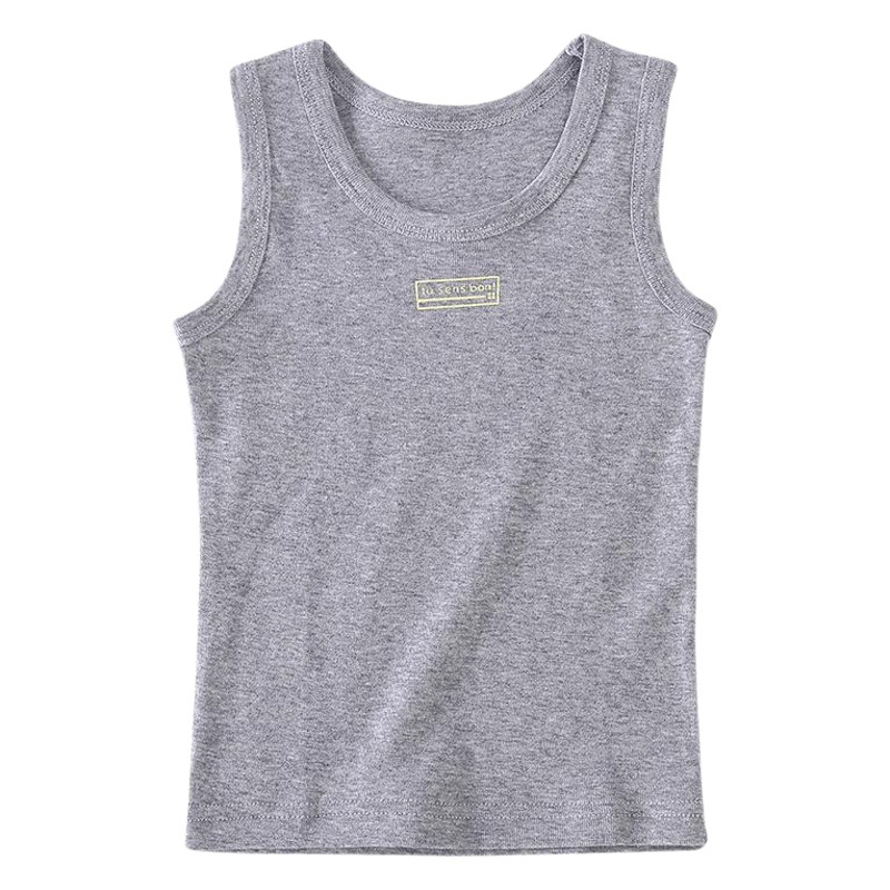 Summer Kidsren's Ribbed Vest Thin Bottoming Shirt for Small and Medium-Sized Kidsren 100 Cotton Air-Conditioned Clothing 2-Piece Wholesale