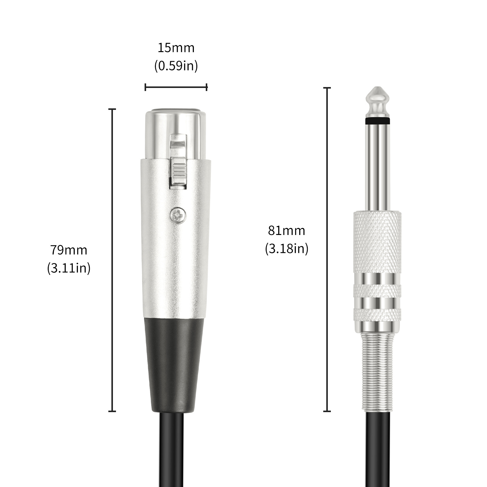 Picture of Single Channel 6.35mm Male to Three-Core Xlr Female 1/4 Ts to Xlr Female Mixer Microphone Cable