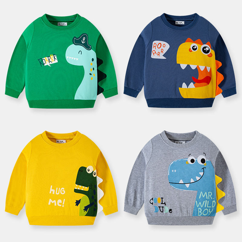 Picture of Children's Clothing Spring and Autumn new children's cartoon Three-dimensional dinosaur sweater baby sweater boy's coat a generation of hair