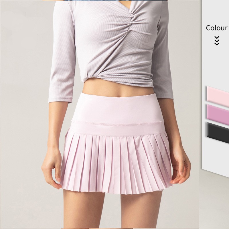 Picture of Summer New Women's Pleated Sports Culottes Breathable Quick-Drying Anti-Exposure Yoga Running Fitness Tennis Dance Skirt