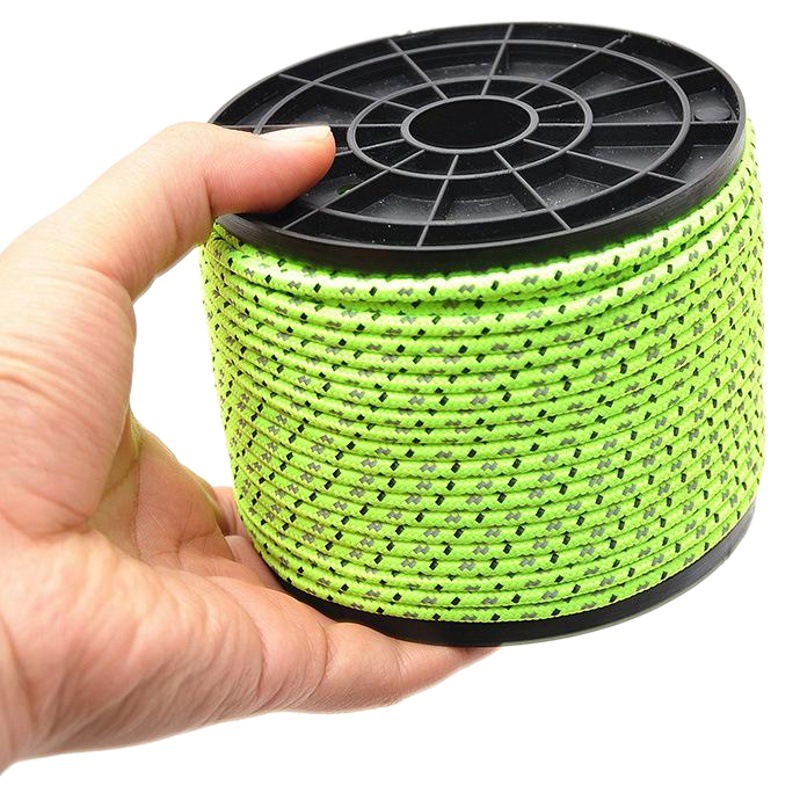 50m Outdoor Camping Tent Windproof Rope Reflective Rope Beach Canopy Ground Nail Fixed Rope Drawstring 4mm Thick