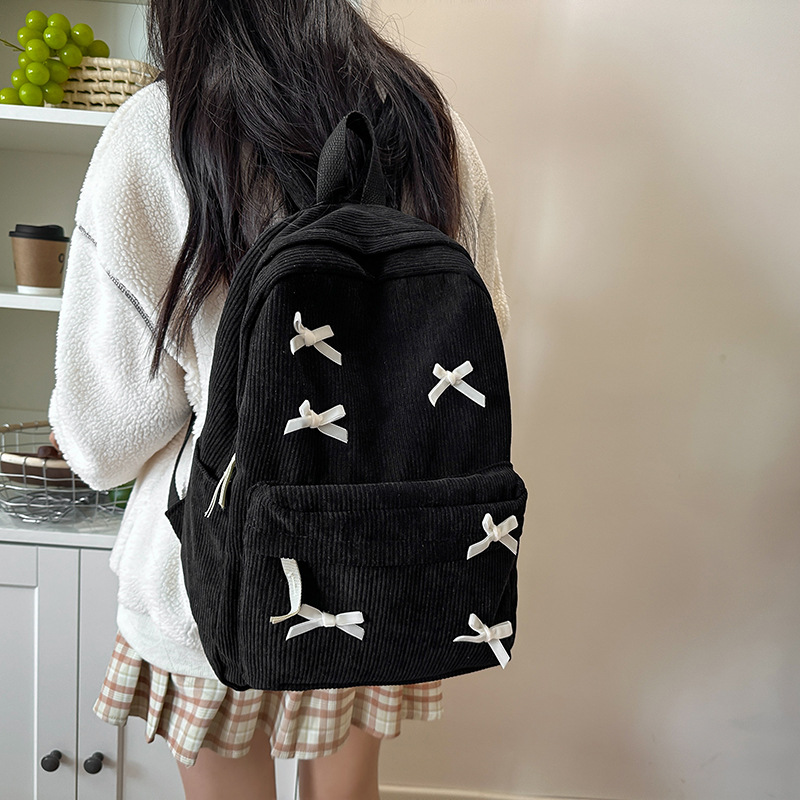 Picture of Japanese-style Ins Schoolbag Women's High-value Simple Cute Bow Backpack for College Students Women's Korean-style Senior high school Backpack