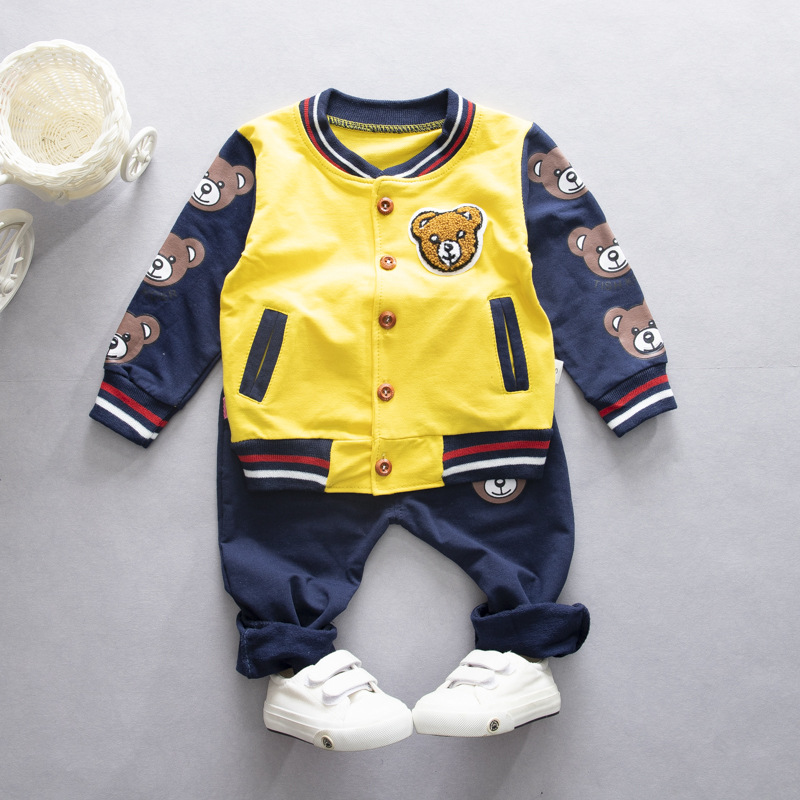 Picture of Spring and Autumn Children's Fashion Set Boys and Girls Jacket Pants Two-Piece Set Baby Cartoon Baseball Dress Set