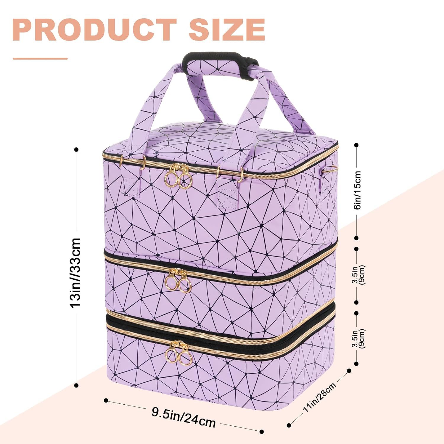 Picture of Portable Golden Zipper Detachable Three-Layer Nail Polish Storage Bag 84 Bottles High-Level Nail Tools Cosmetic Bag