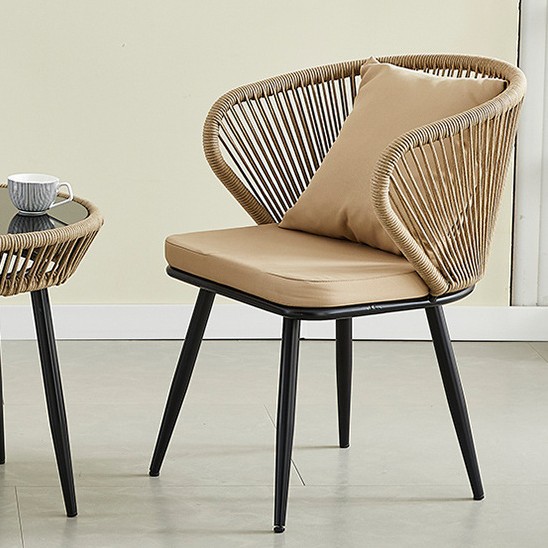 Picture of Courtyard Leisure Backrest Rattan Chair Restaurant Terrace Balcony Outdoor Chair Small Garden Cafe Combination Table and Chairs