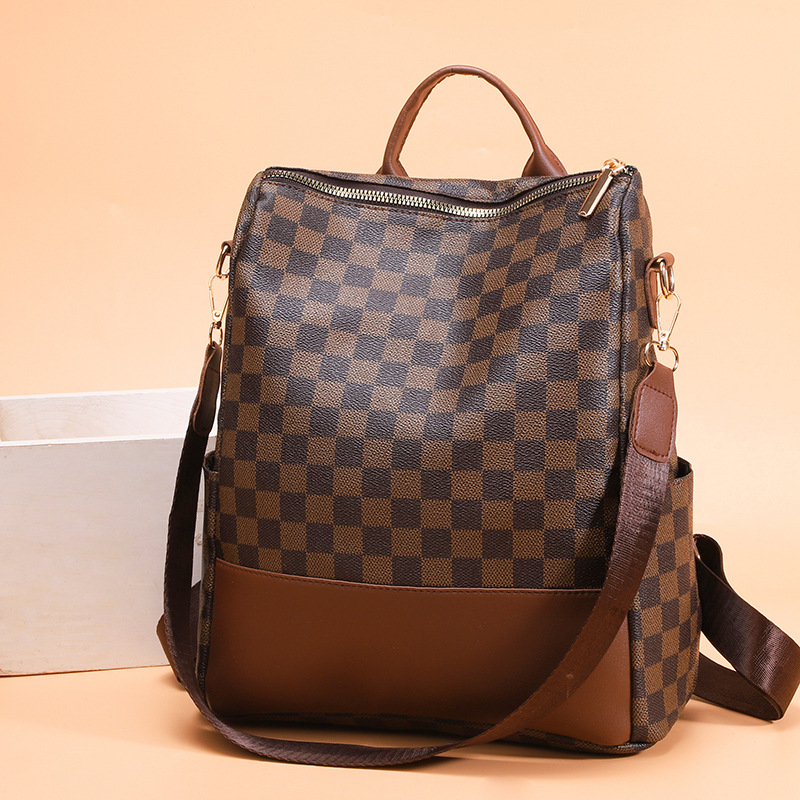Picture of High-value Plaid Anti-theft Women's Backpack 2023 New Large Capacity Three-use Backpack Women's All-match Lightweight Bag