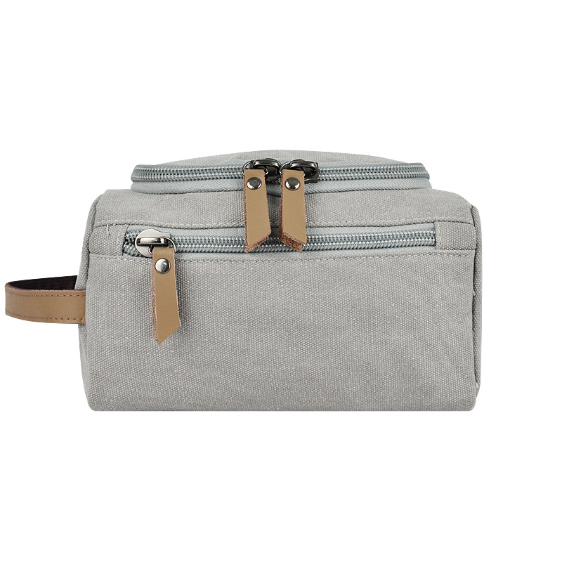 Picture of Men's Canvas Cosmetic Bag Women's Portable Portable Large Capacity Hook Multi-Layer Travel Business Aviation Toiletry Bag