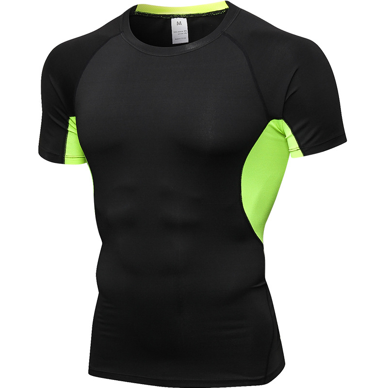 Picture of Sports Fitness Clothing Short-Sleeved Men's Running Basketball Bodysuit Training Track and Field Quick-Drying Sweat-Wicking Breathable Mesh Elastic Top